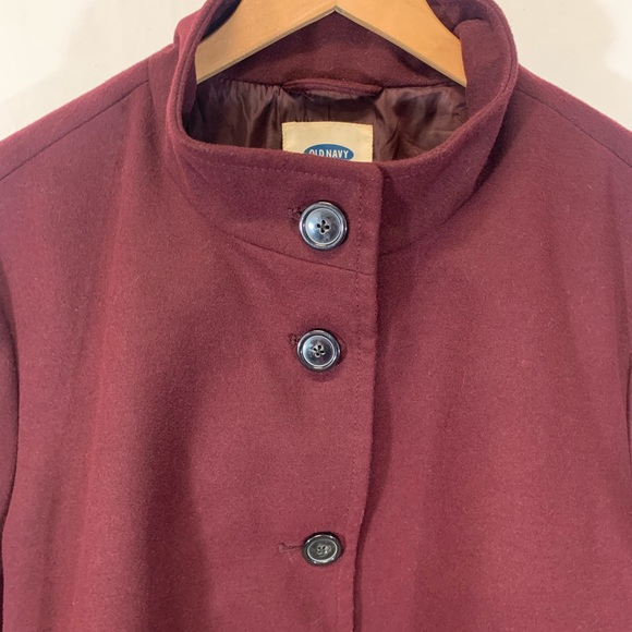Old Navy Maroon Pea Coat High Collar - Picture 2 of 10